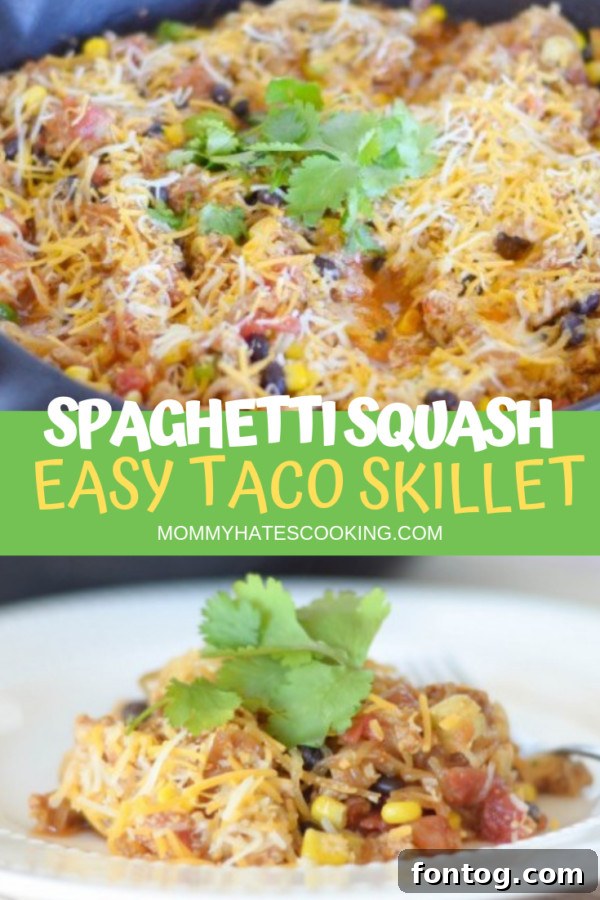 Finished Spaghetti Squash Taco Skillet with fresh cilantro