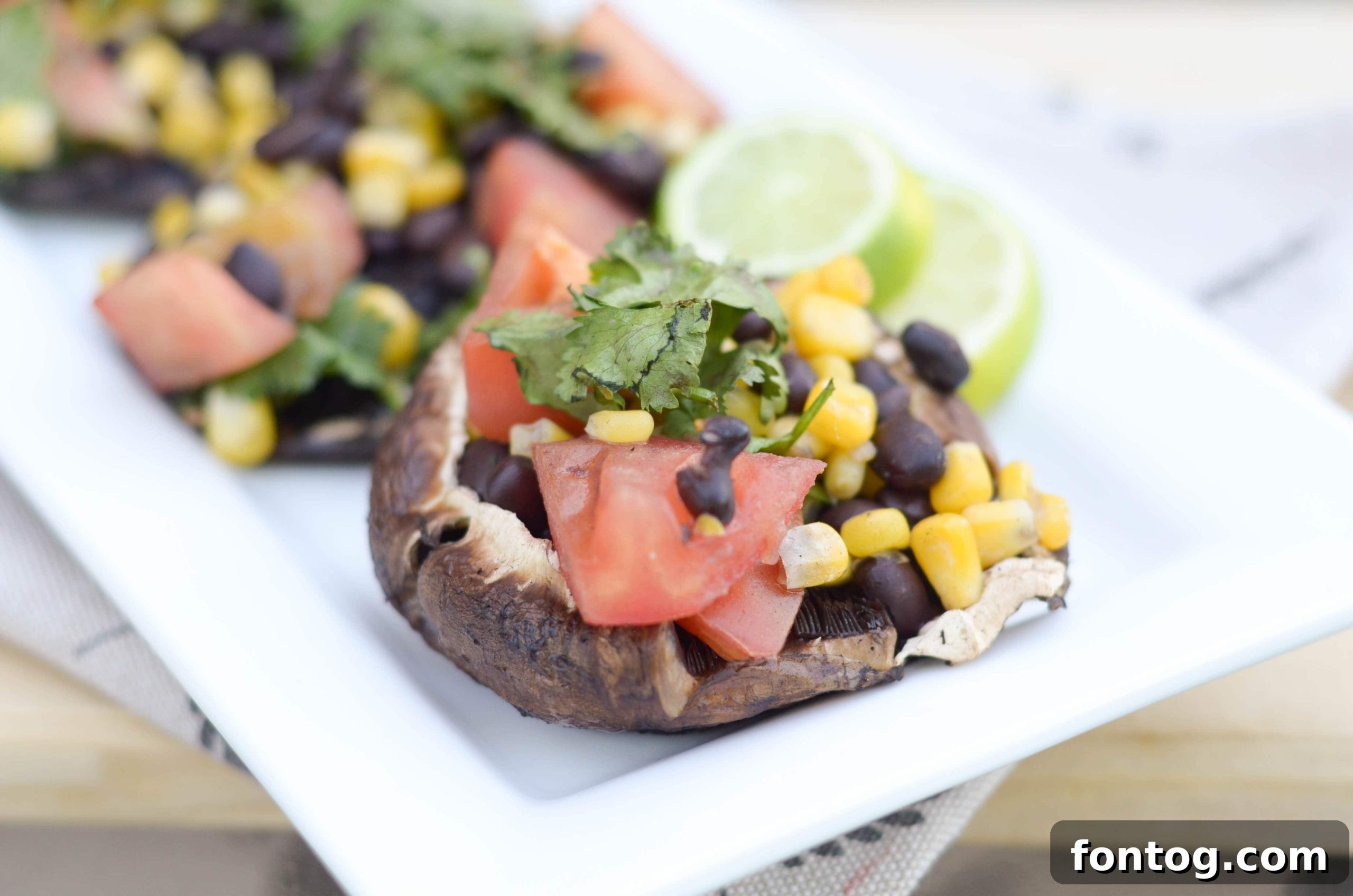 Grilled Portobello Mushrooms with fresh corn salsa