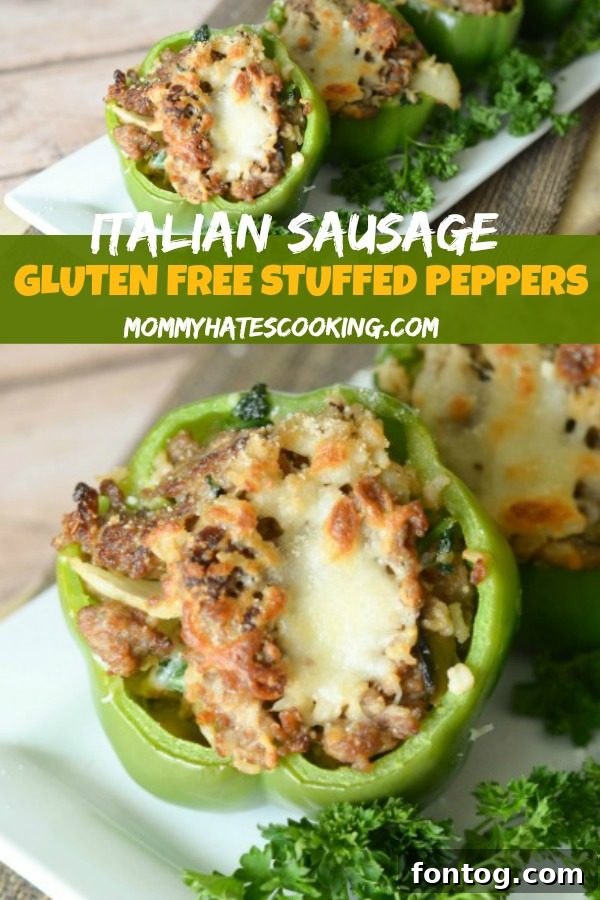 Gluten Free Italian Sausage Stuffed Peppers with herbs