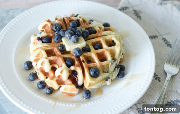 Ingredients for Gluten-Free Blueberry Waffles laid out on a counter