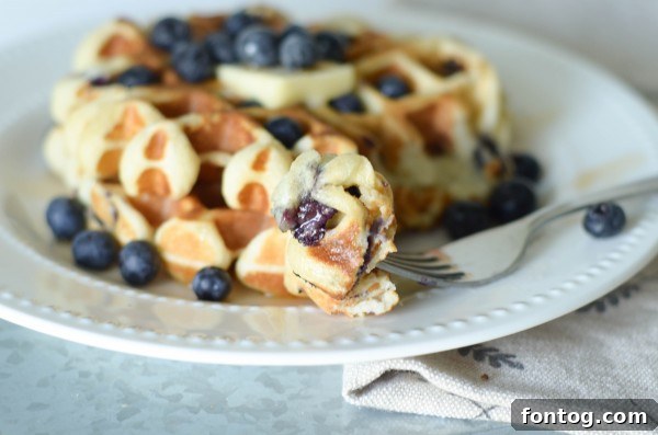Assortment of Gluten-Free Blueberry Waffles with various toppings