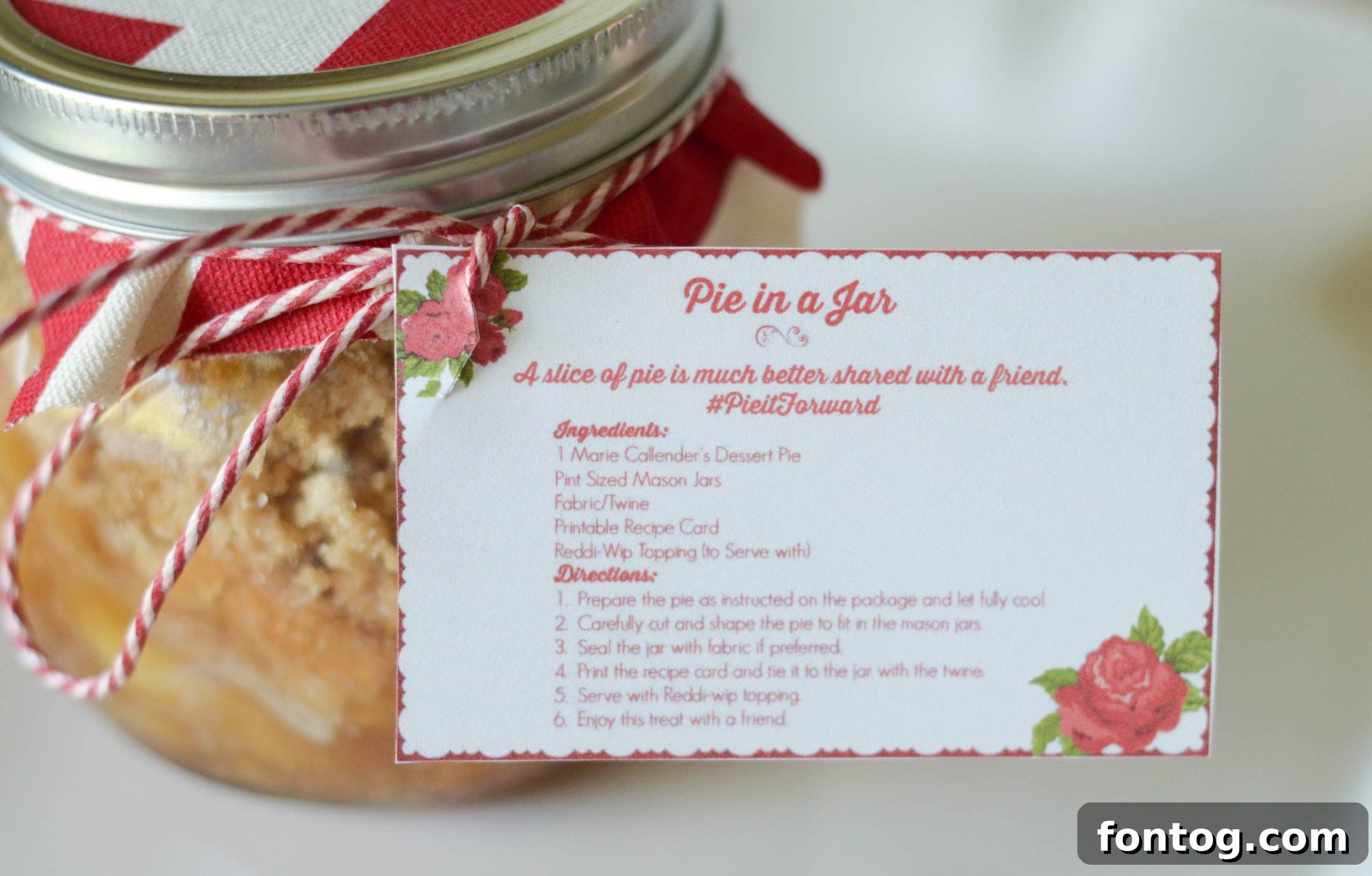 Apple Pie in a Jar generously topped with Reddi-Wip