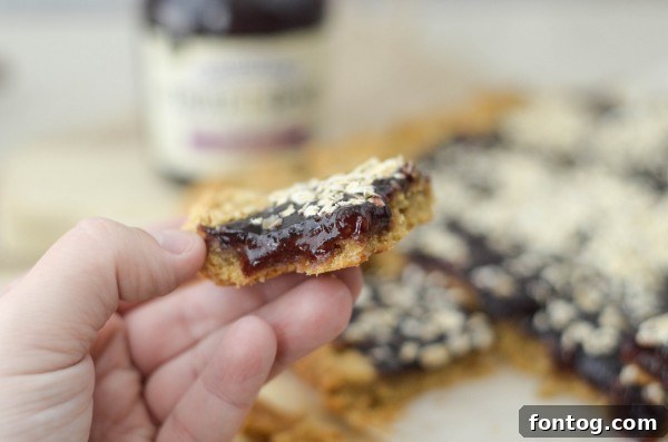 Peanut Butter and Berry Bliss Bars 4 A stack of golden brown Peanut Butter & Berry Bars ready to be served