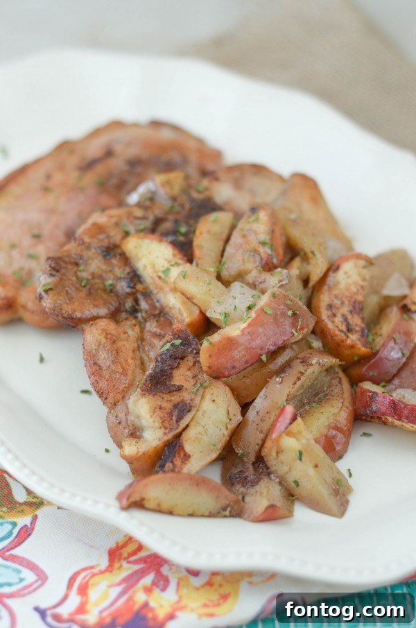 Orchard Spice Pork Chops 5 Close-up of baked apple cinnamon pork chops