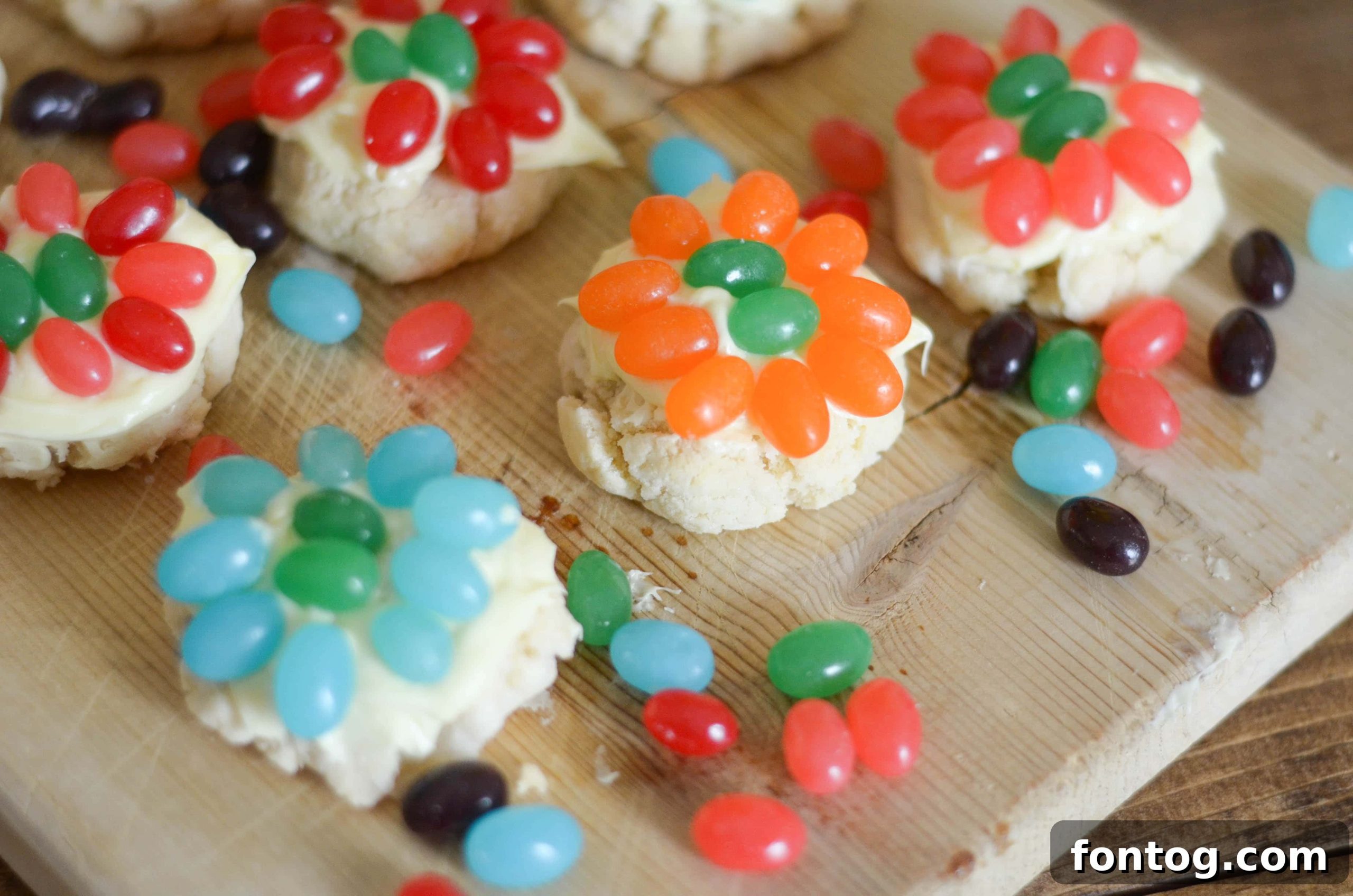 Jelly Bean Flower Cookies, a delightful treat for spring.