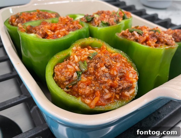Stuffed Peppers Ready for Baking