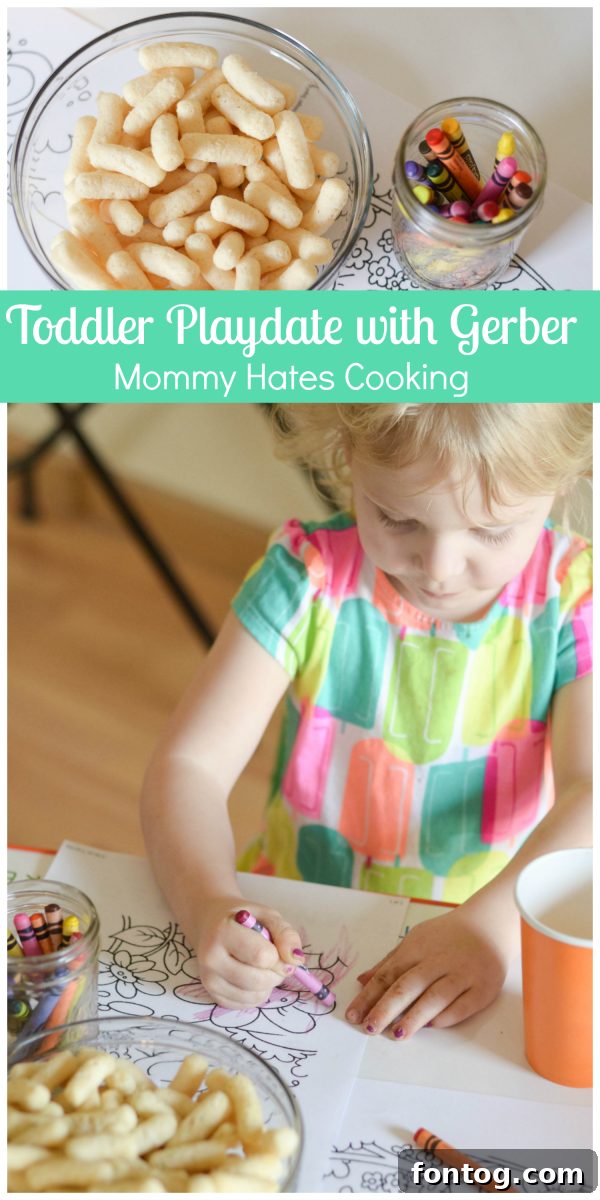 A vibrant hero shot of a toddler playdate featuring smiling children and Gerber Lil' Beanies snacks.