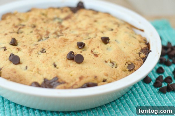 Ultimate Cookie Pie 4 Golden brown deep dish cookie with a slightly gooey center