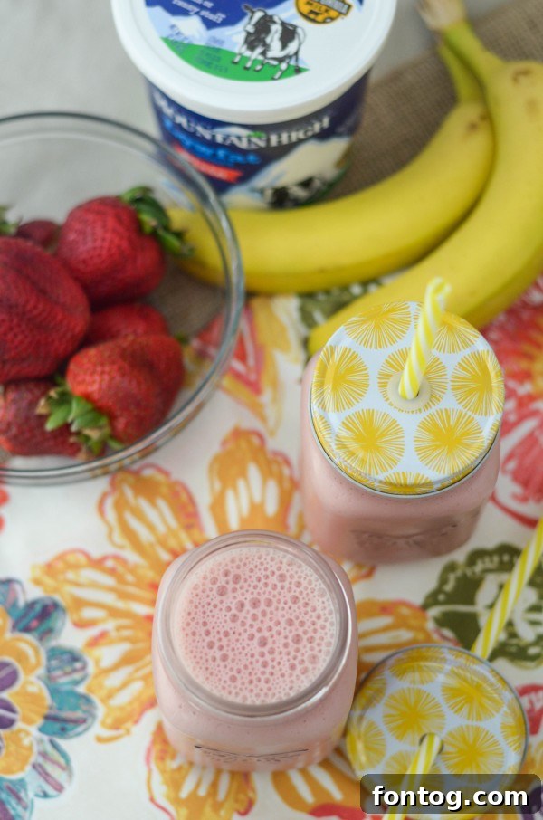 Close-up of a refreshing Strawberry Banana Smoothie