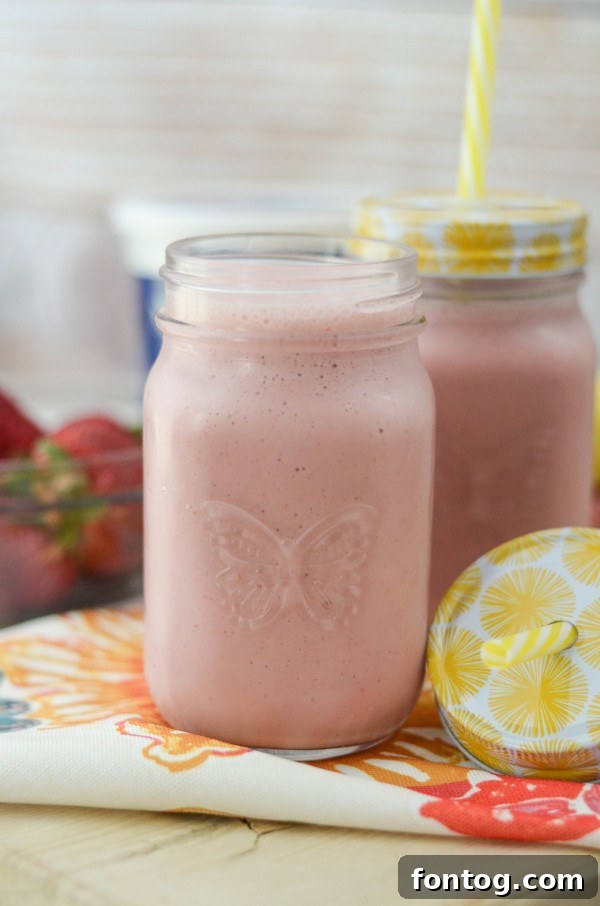 Strawberry Banana Smoothie ready to be enjoyed by the family