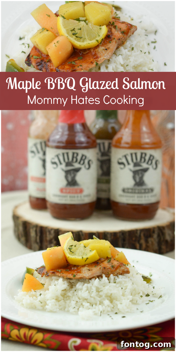 Delicious Maple BBQ Glazed Salmon with grilled fruit salsa