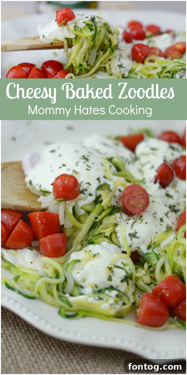 Cheesy Baked Zoodles, fresh zucchini noodles baked with cheese