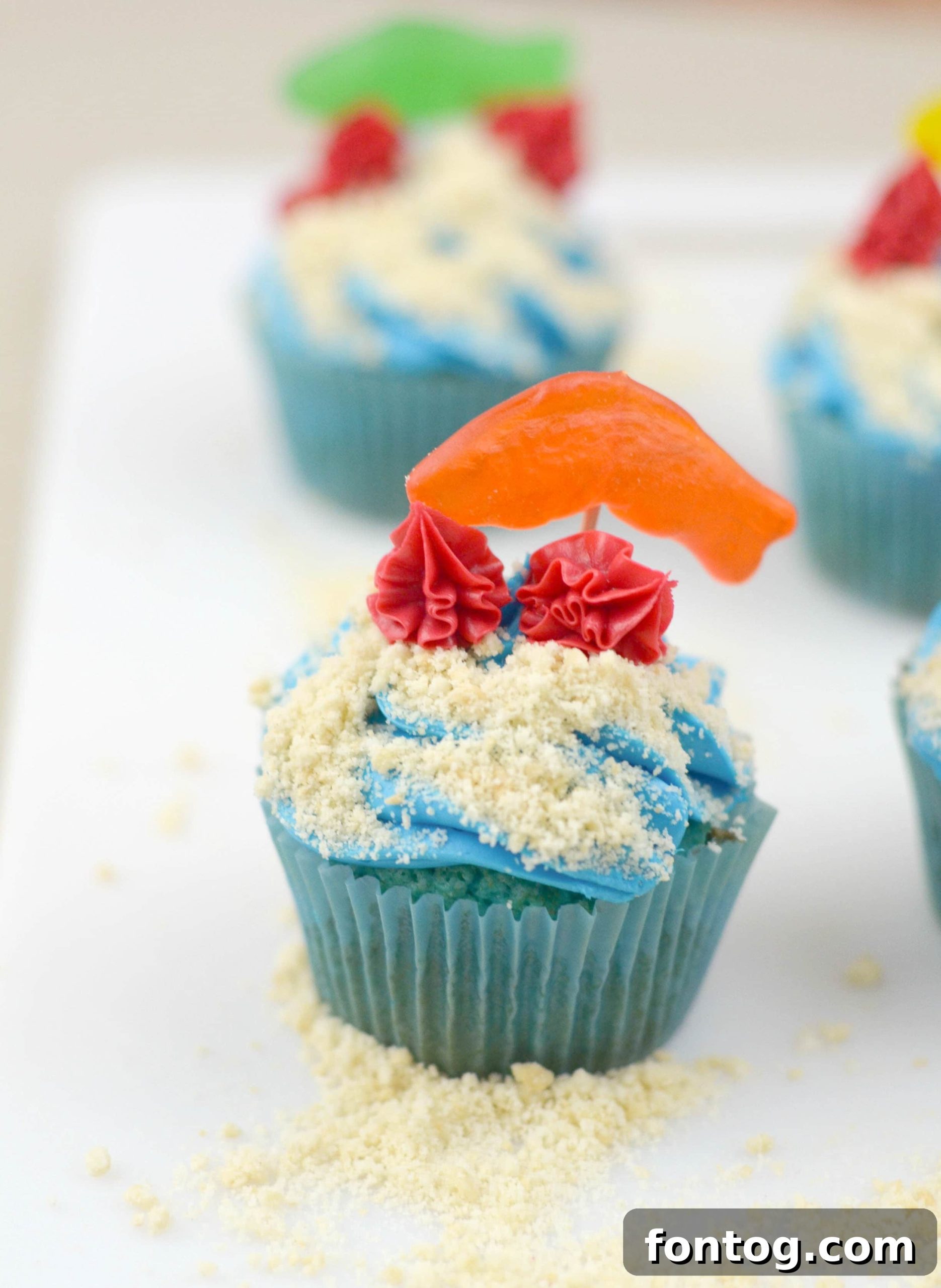 Ocean Friends Cupcakes - Close-up of a decorated cupcake