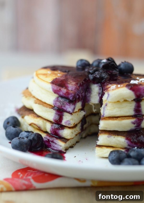Gluten-free buttermilk pancakes with blueberry sauce