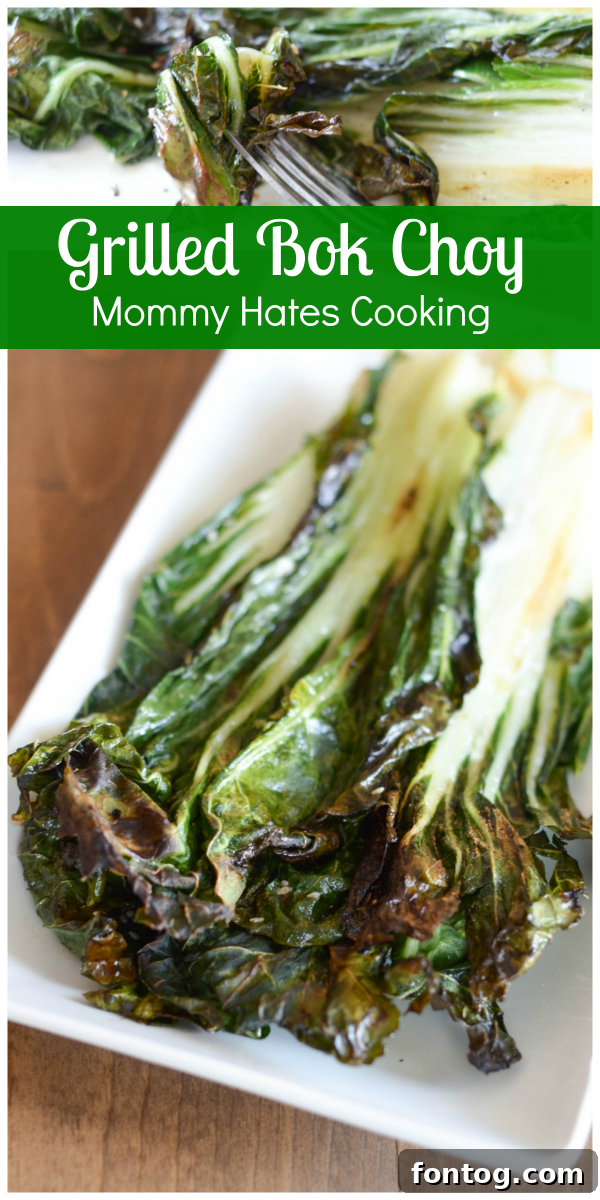 Delicious Grilled Bok Choy, beautifully charred and tender, served as a healthy side dish