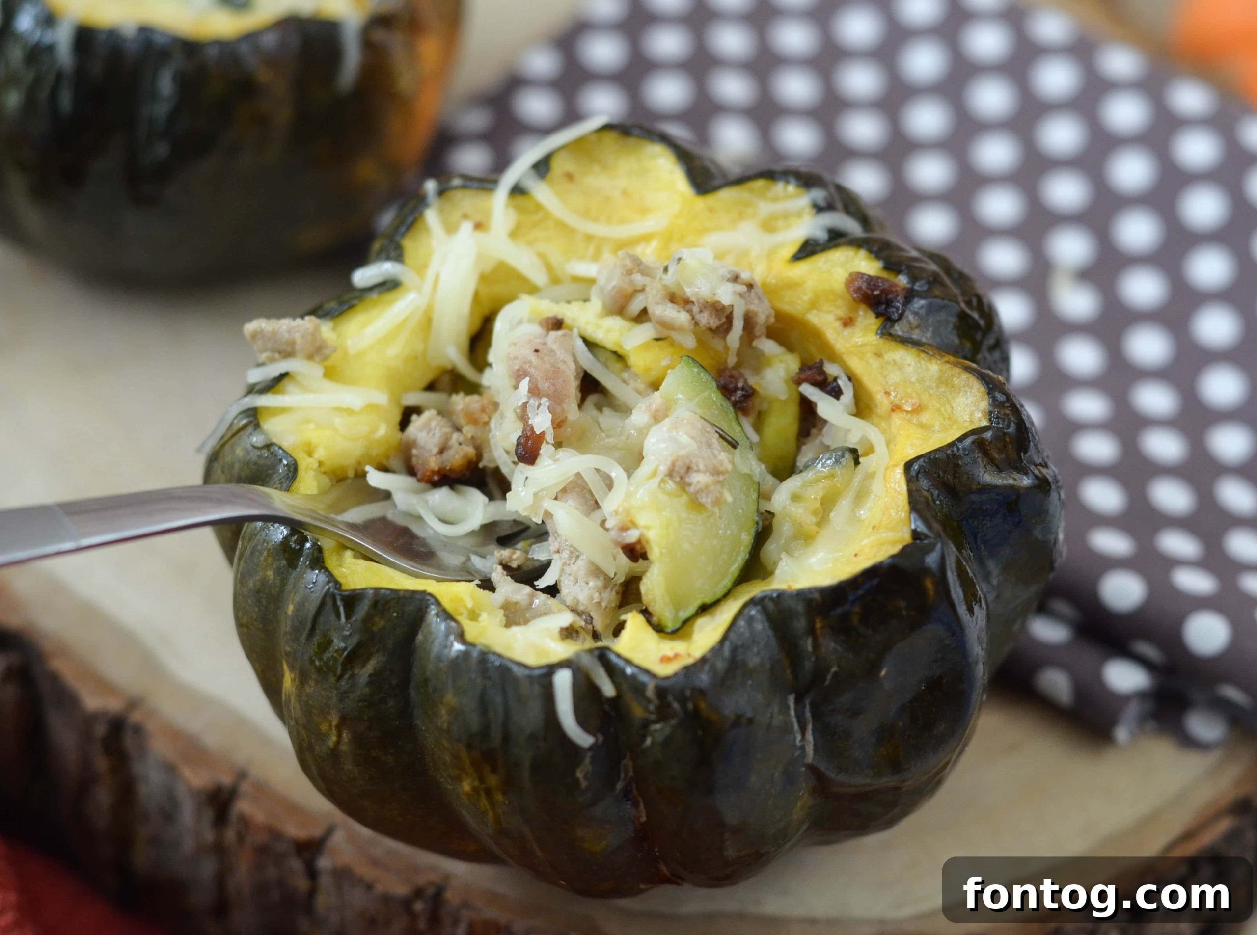 Stuffed Acorn Squash with ground turkey and vegetables