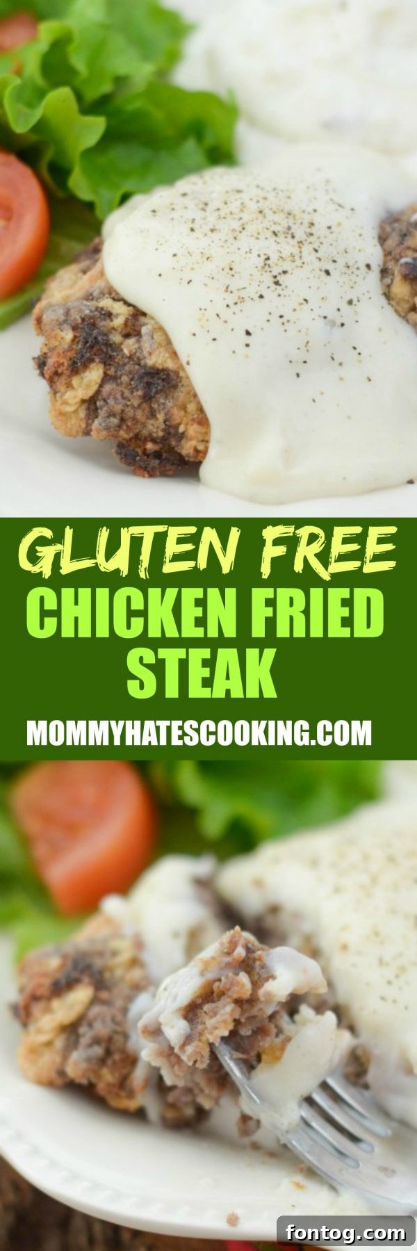 Gluten-Free Chicken Fried Steak ready to be served, close up