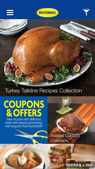 Digital screen displaying the Butterball recipe app for easy meal inspiration