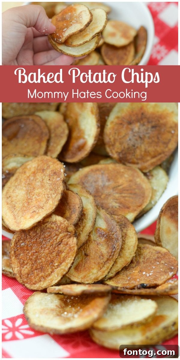 Crispy Homemade Baked Potato Chips beautifully arranged on a serving plate
