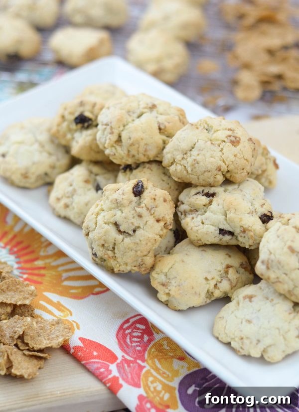 Stack of Raisin Bran Oatmeal Cookies on a plate