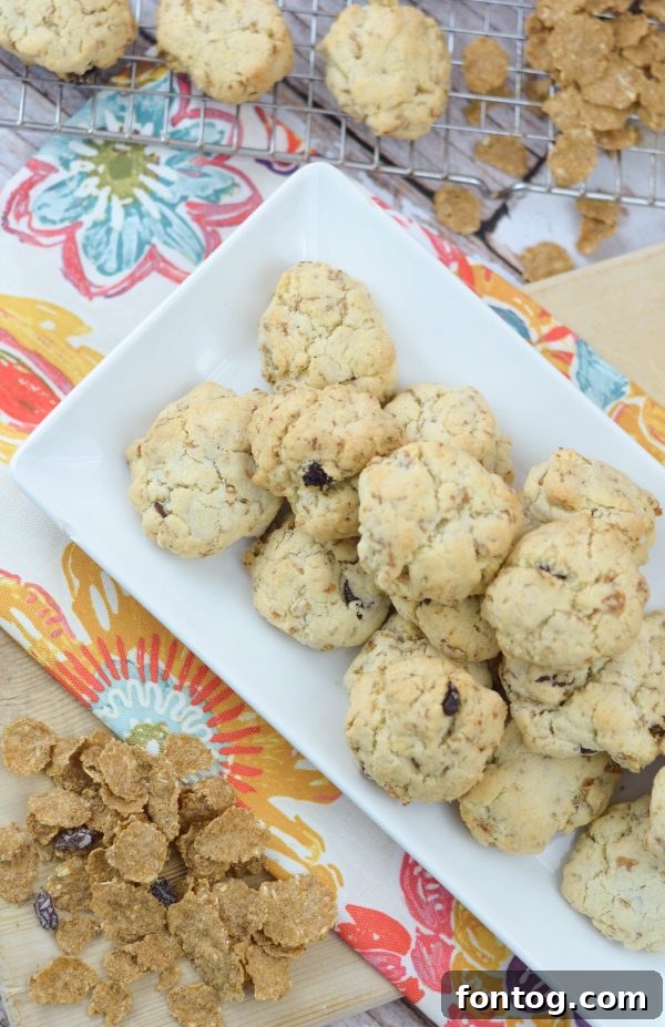 Raisin Bran Oatmeal Cookie on a baking sheet