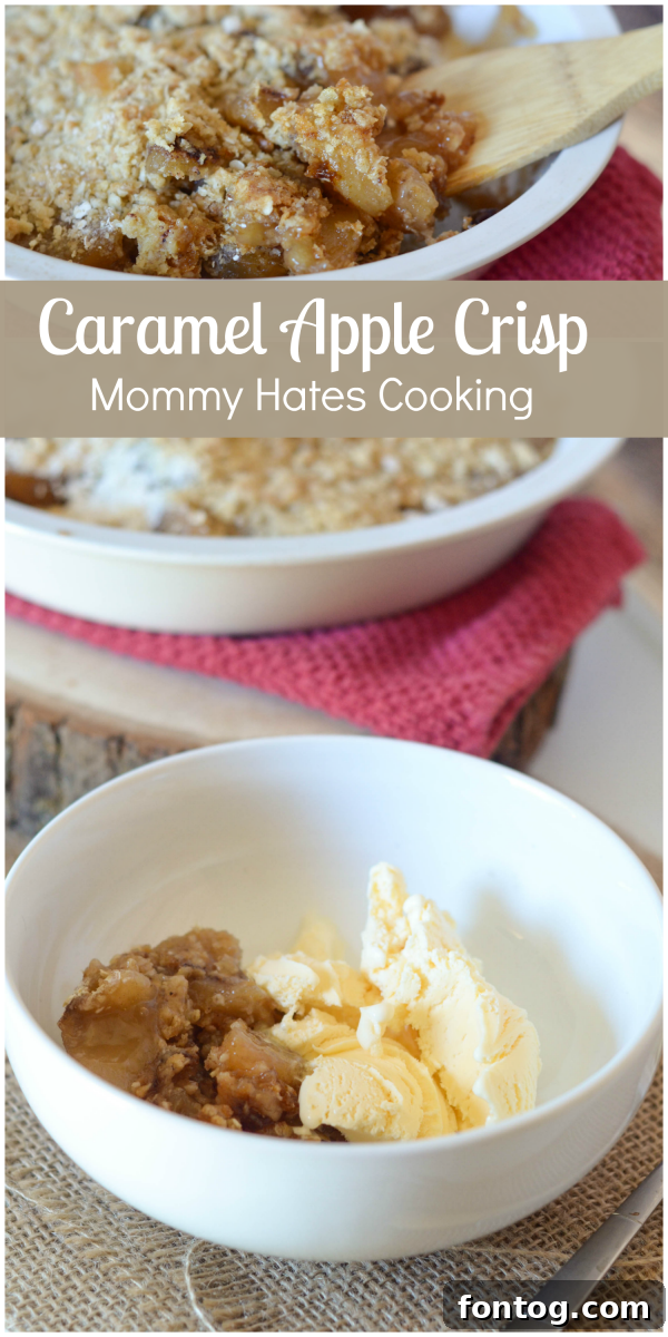 Delicious Gluten-Free Caramel Apple Crisp topped with whipped cream, perfect for sharing