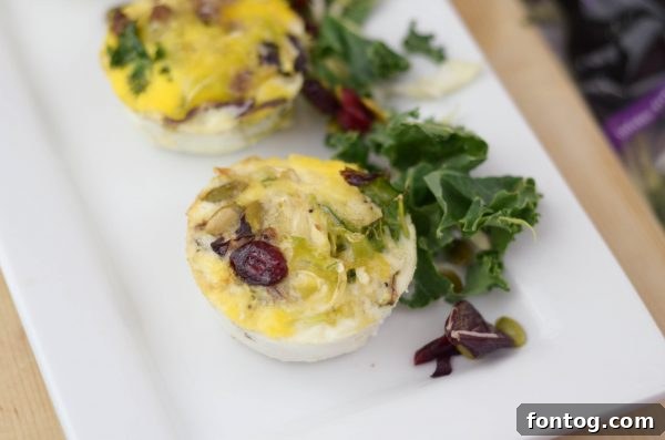 Gourmet Sweet Kale Egg Bites 5 Cooked Sweet Kale Omelets in a muffin pan, ready to be served