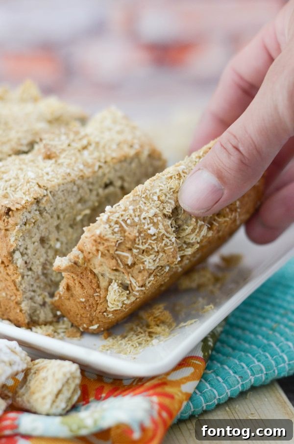 Sliced Shredded Wheat Banana Bread with a fork