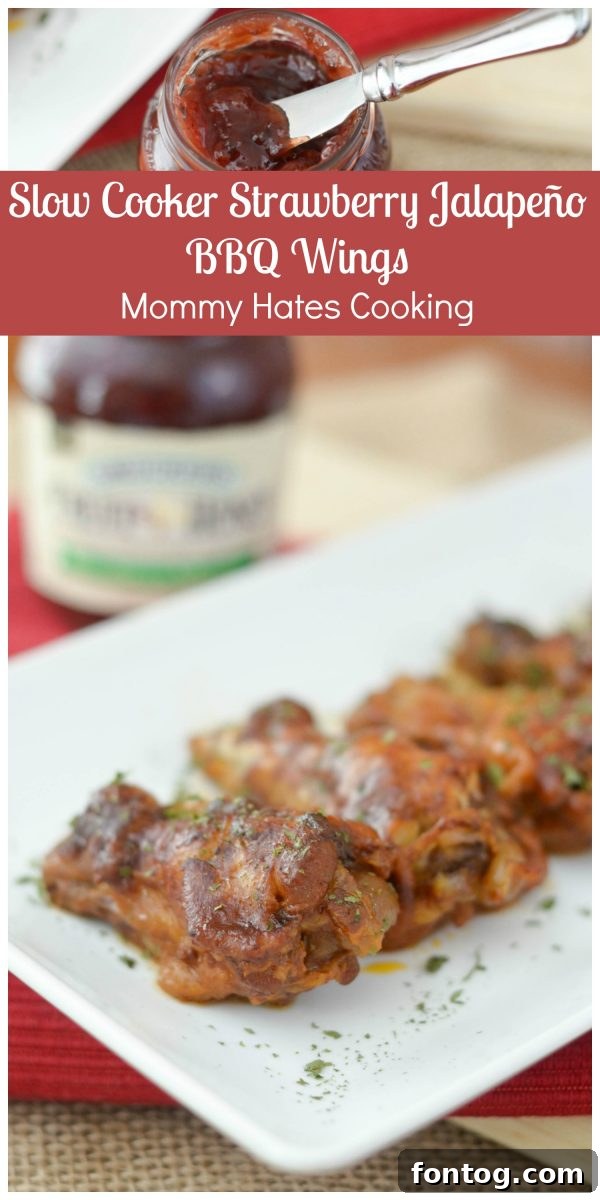 Slow Cooker Strawberry Jalapeno BBQ Wings