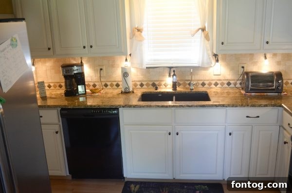 Under cabinet lighting with Enbrighten Cafe String Lights at night, showcasing the warm glow