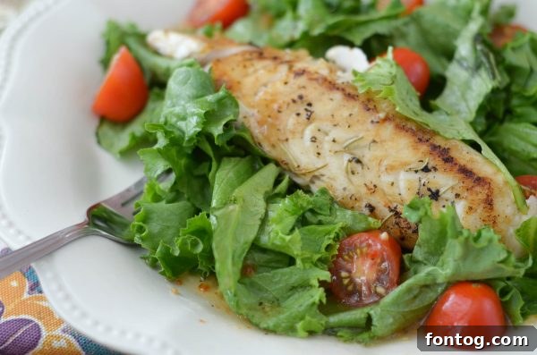 Lemon Rosemary Tilapia, a close-up of the finished dish.