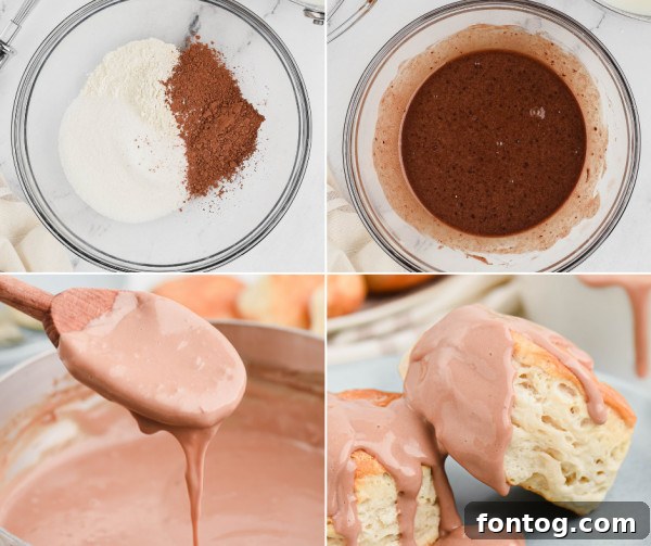 All the dry ingredients for chocolate gravy laid out on a table.