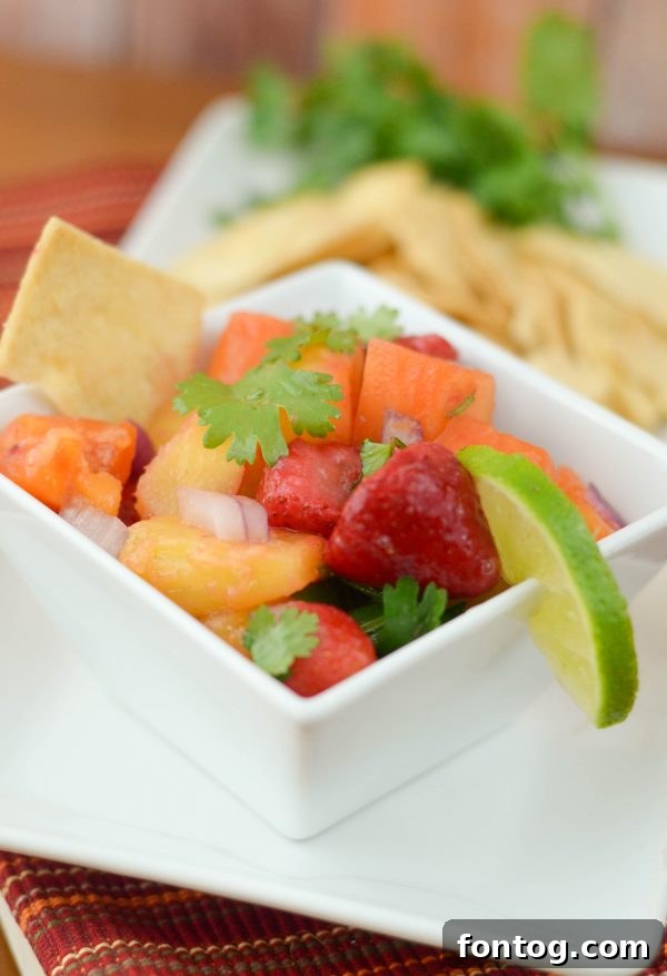 The ultimate party snack: Tropical Fruit Salsa in a bowl