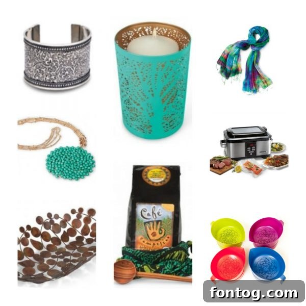 A collage of various holiday gifts and products being featured in the giveaway, emphasizing variety and value.