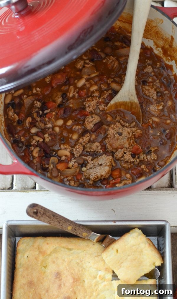 Hearty Turkey Chili with fresh tomatoes and herbs