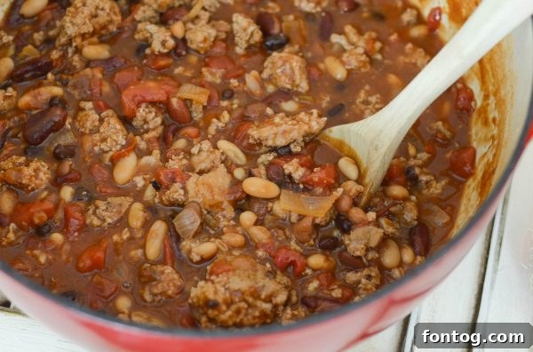 Hearty Turkey Chili with a variety of fresh toppings