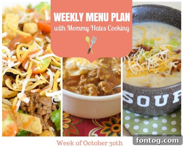 Weekly Meal Plan: October 30th 2 Weekly Menu Plan: Delicious Fall Dinners and Halloween Treats