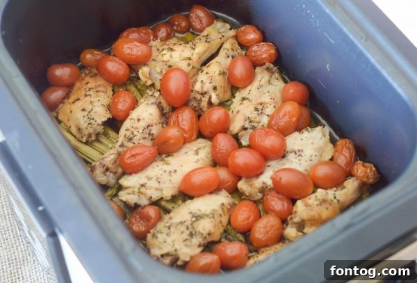 Close-up of cooked Slow Cooker Lemon Pepper Chicken