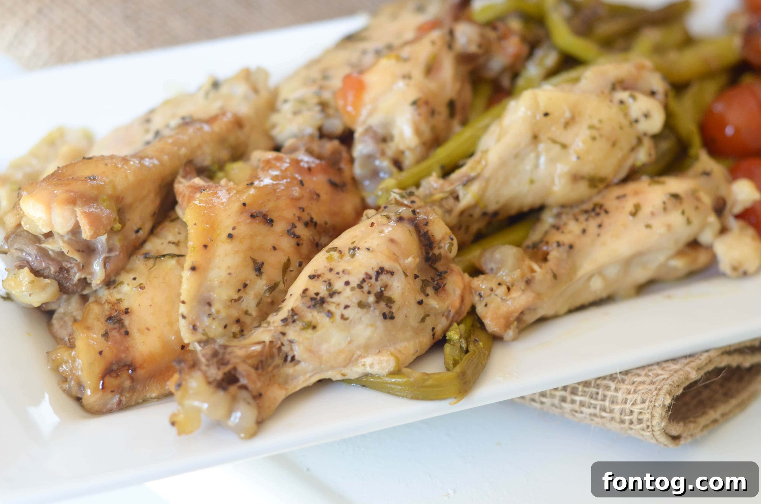 Delicious Slow Cooker Lemon Pepper Chicken and Veggies ready to serve