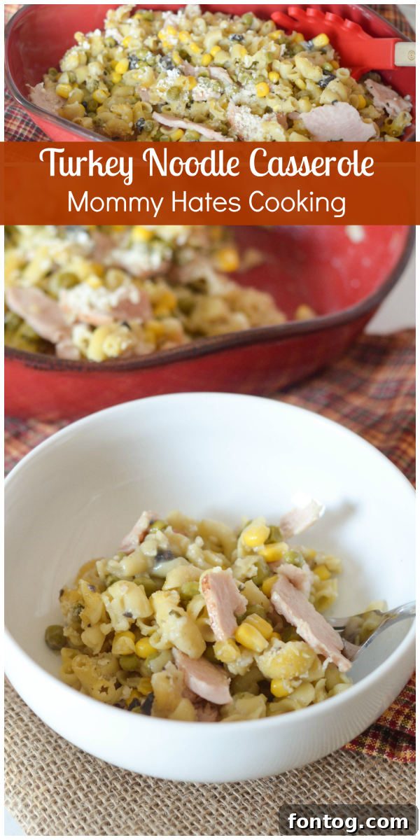 Classic Turkey Noodle Casserole with golden topping
