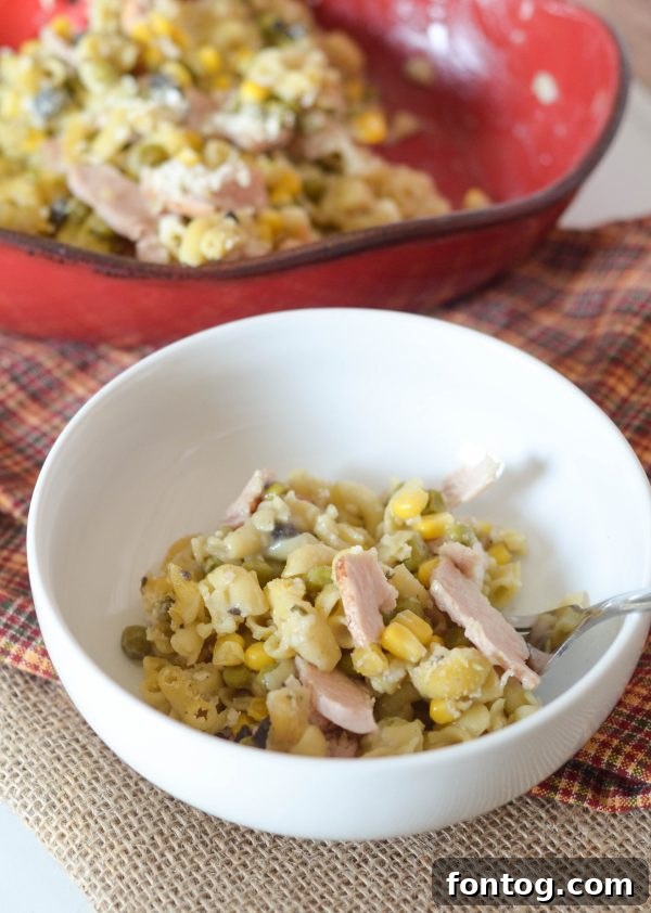 Hearty Turkey Noodle Casserole baked to perfection