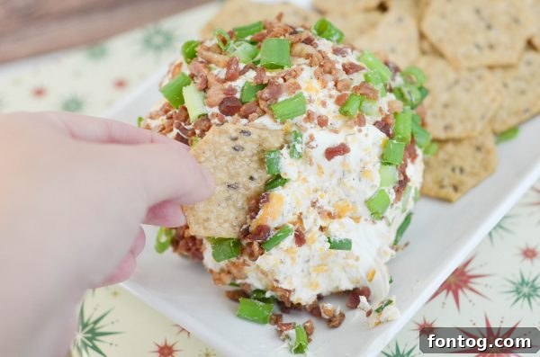Delicious Bacon Ranch Cheese Ball ready to be served