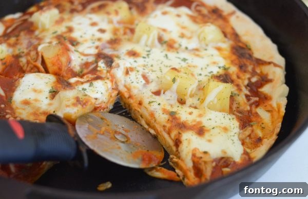 Deep Dish Hawaiian Pizza fresh out of the oven