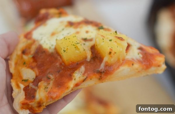 Delicious Deep Dish Hawaiian Pizza with golden crust