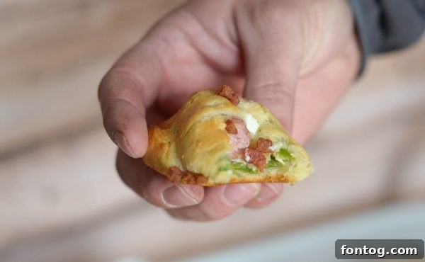 Savory Sausage and Pepper Pastries 7 Cross-section of a Sausage Pepper Roll