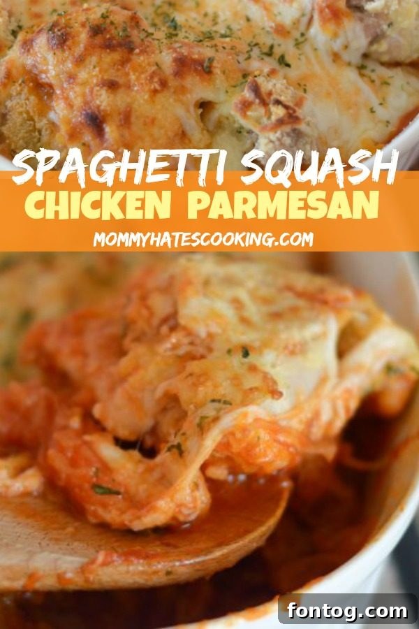 Wholesome Chicken Parmesan with Spaghetti Squash 7 A stunning top-down shot of the finished Chicken Parmesan with Spaghetti Squash, garnished with herbs