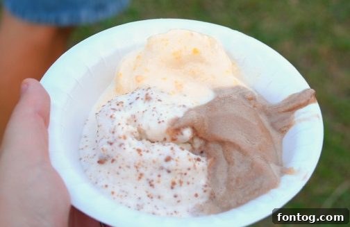Homemade Peach Ice Cream ready to be served