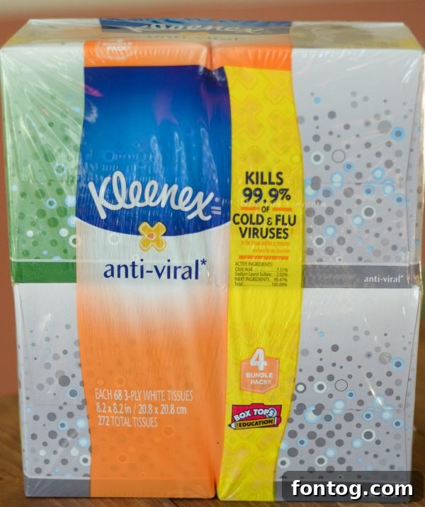 Kleenex Anti-Viral tissues are essential for effective cold and flu prevention