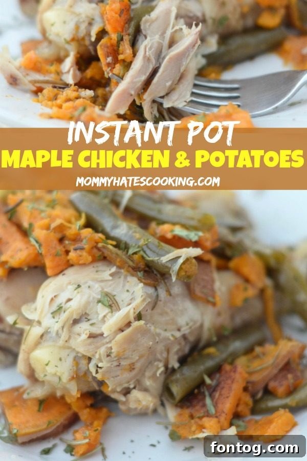 Maple Glazed Instant Pot Chicken and Sweet Potatoes 6 A beautifully presented serving of Instant Pot Maple Chicken & Sweet Potatoes, ready to eat.