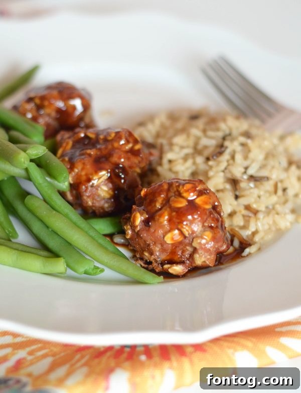 Cooked Teriyaki Meatballs in a baking dish